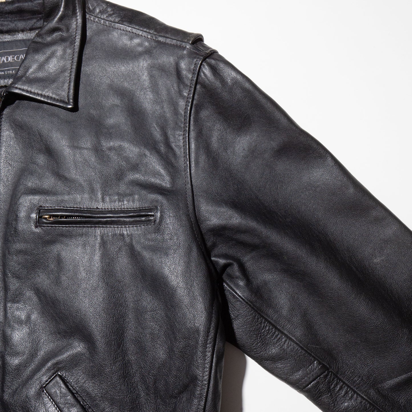 vintage euro zipped leather jacket