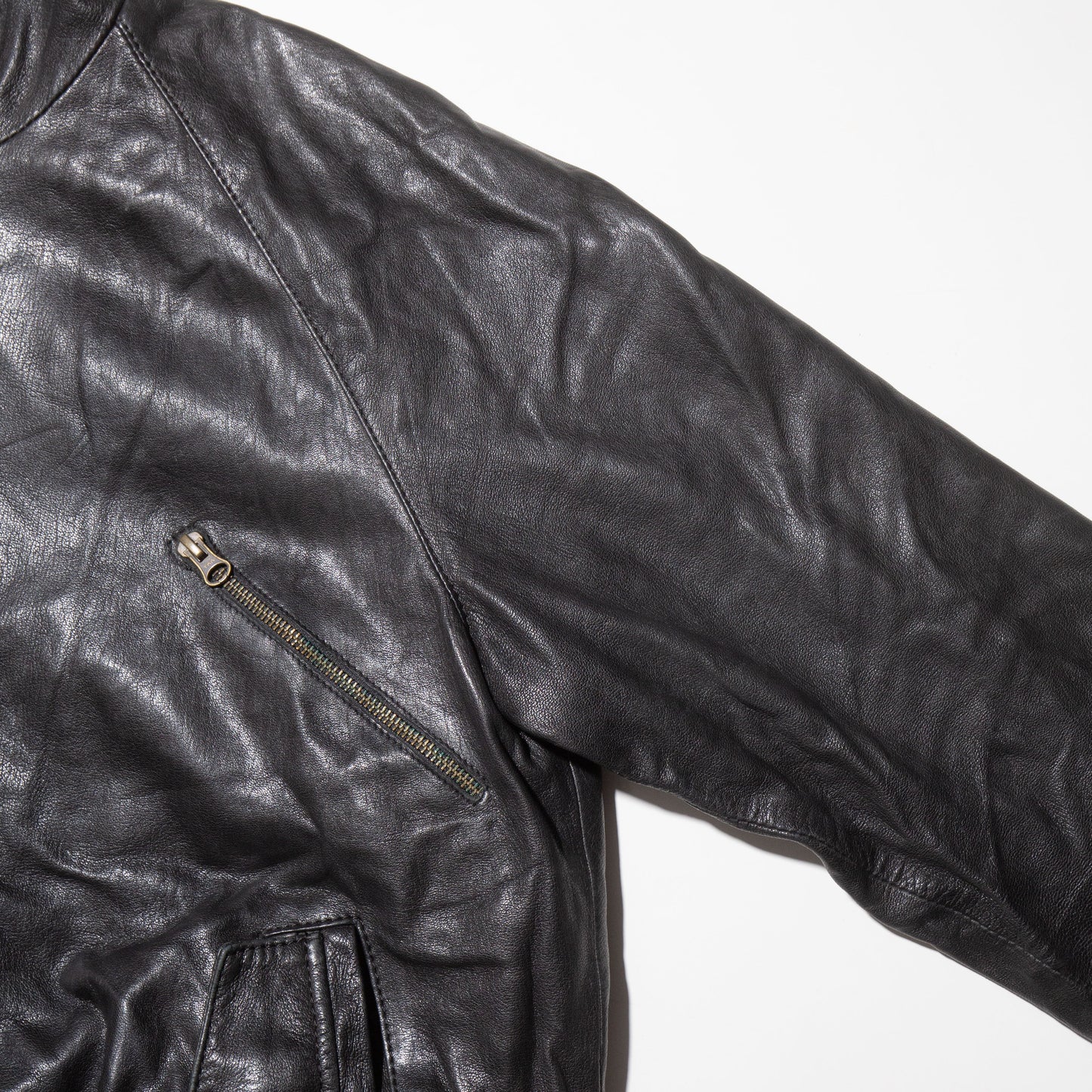 vintage stand collar leather jacket