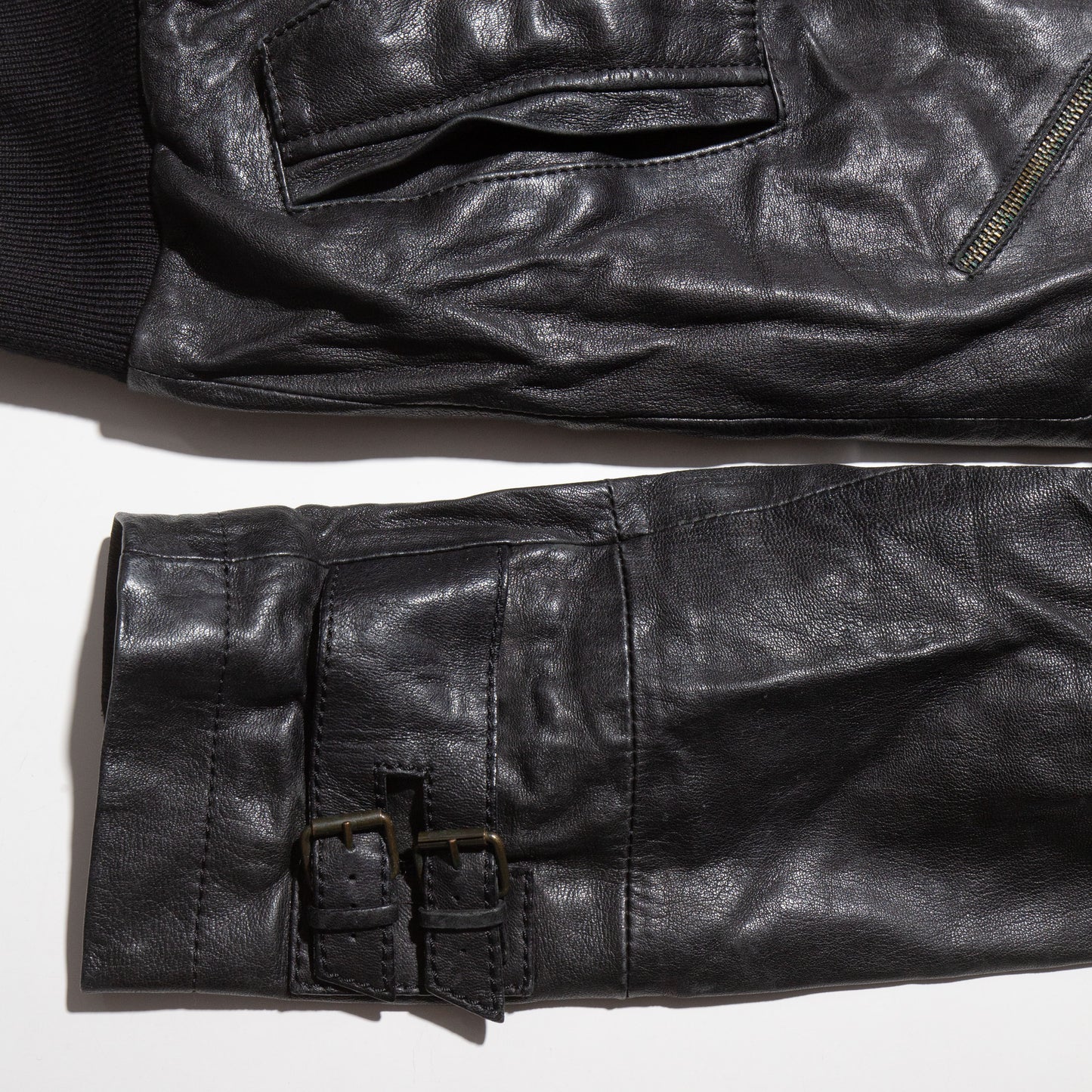 vintage stand collar leather jacket