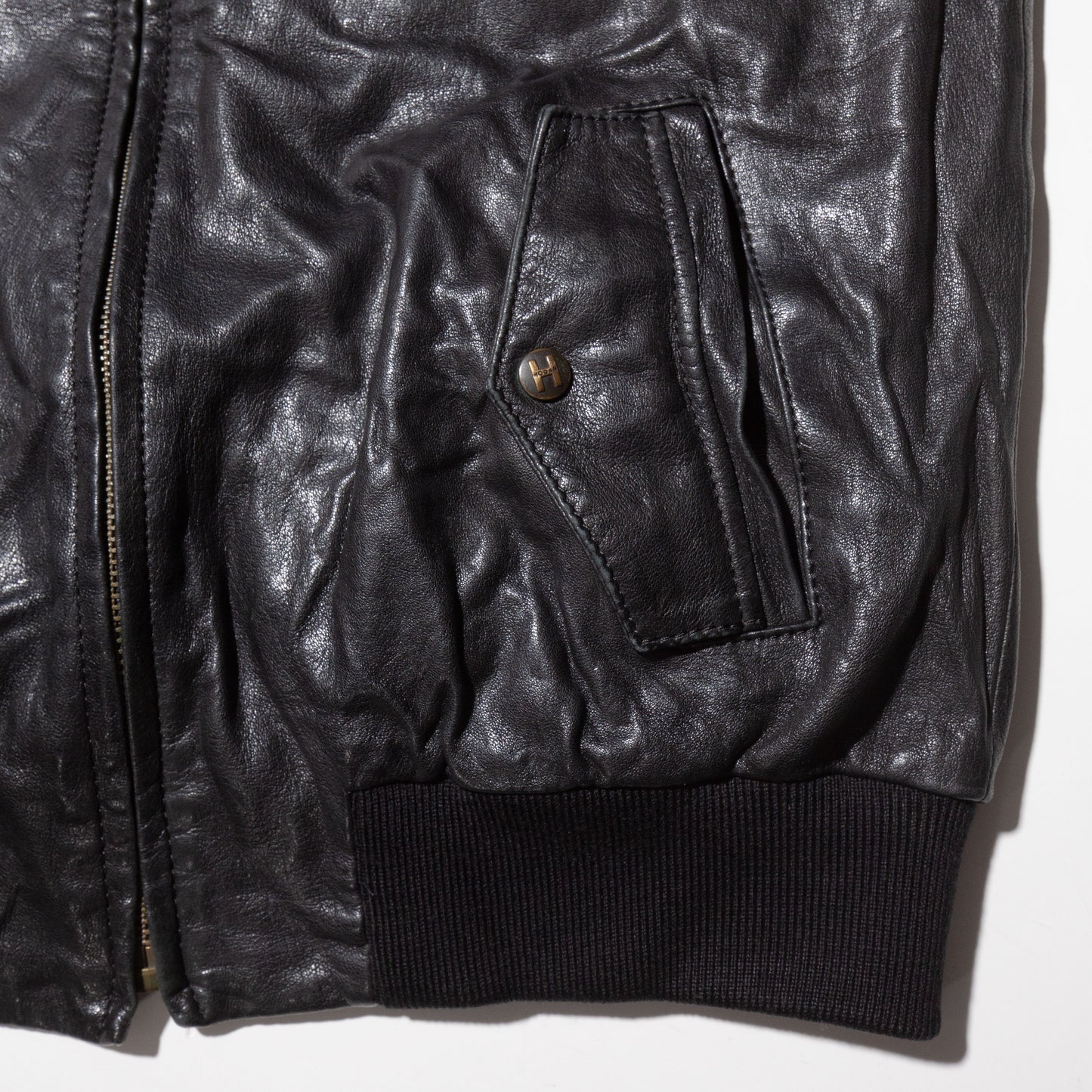 vintage stand collar leather jacket