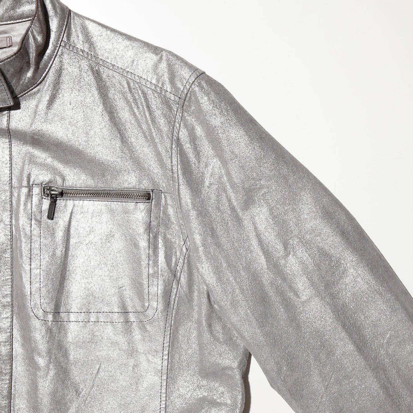 vintage sliver single leather jacket