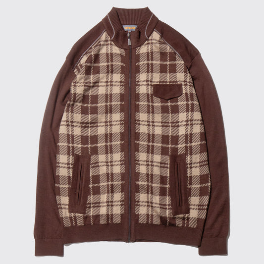 vintage check knit track jacket