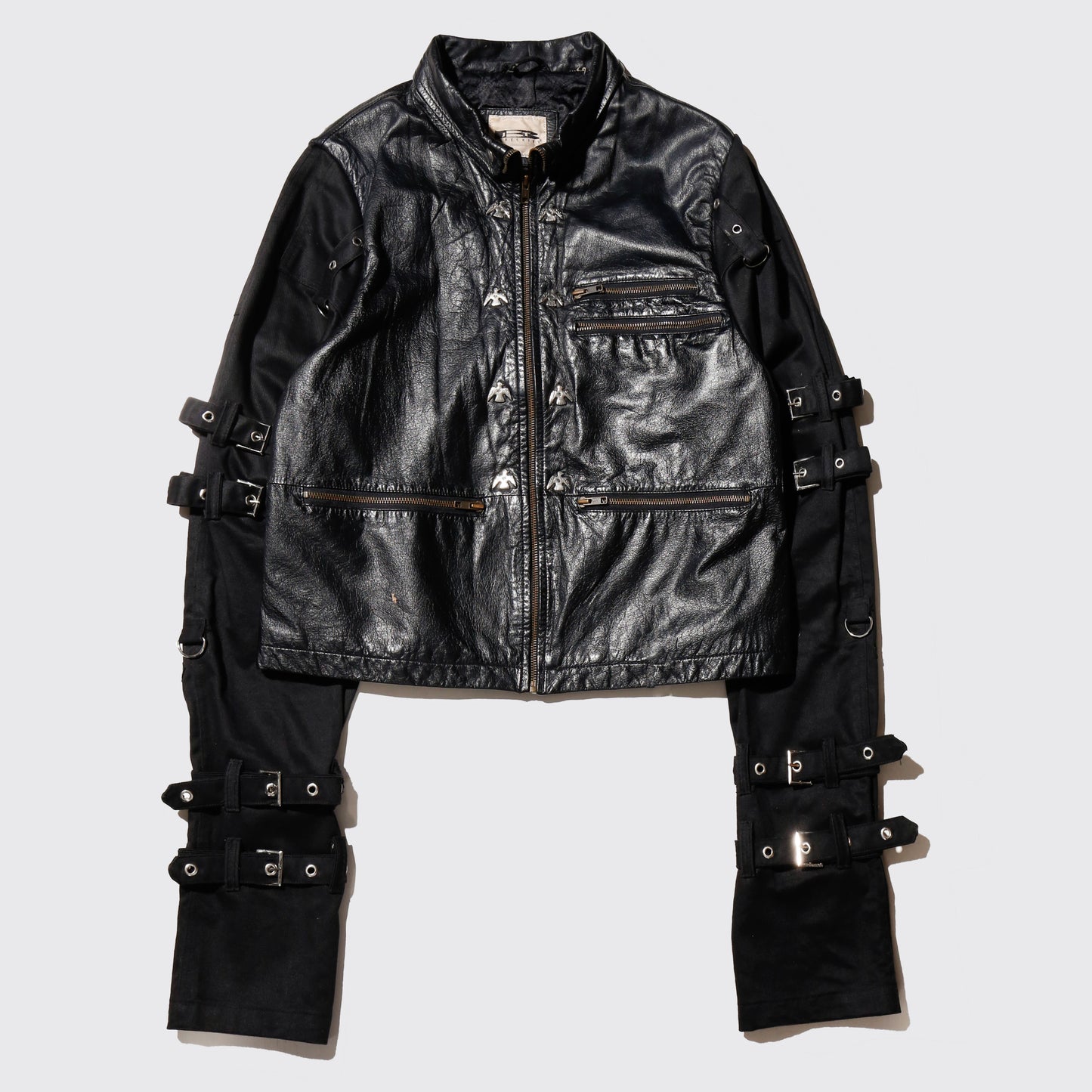 vintage bondage sleeve leather jacket