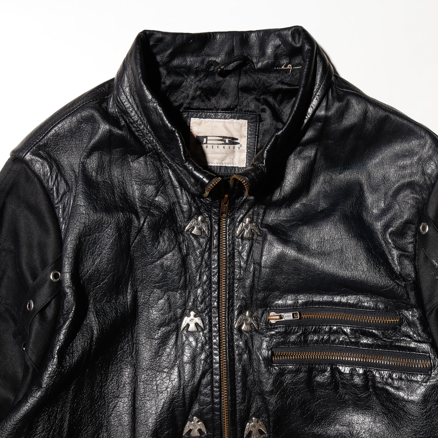 vintage bondage sleeve leather jacket