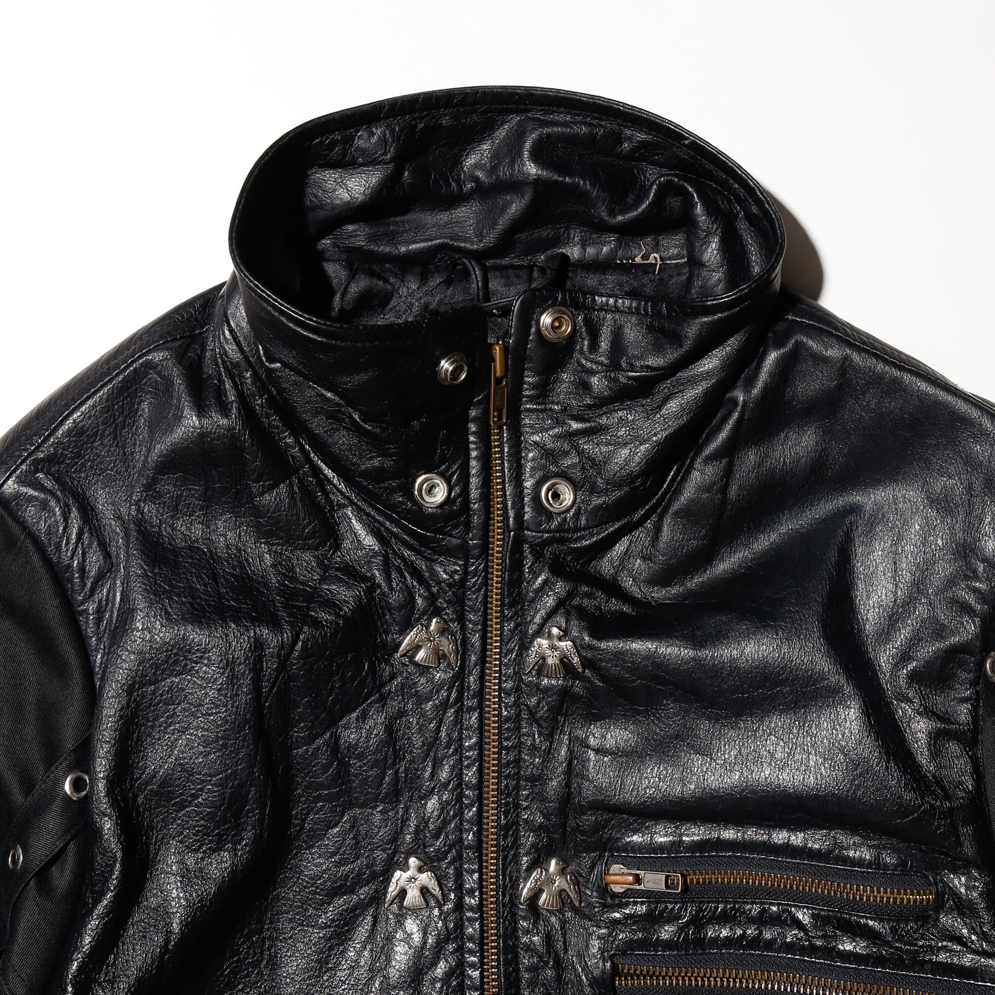 vintage bondage sleeve leather jacket