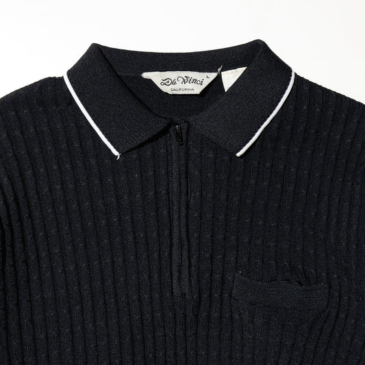 vintage half zip knit polo h/s