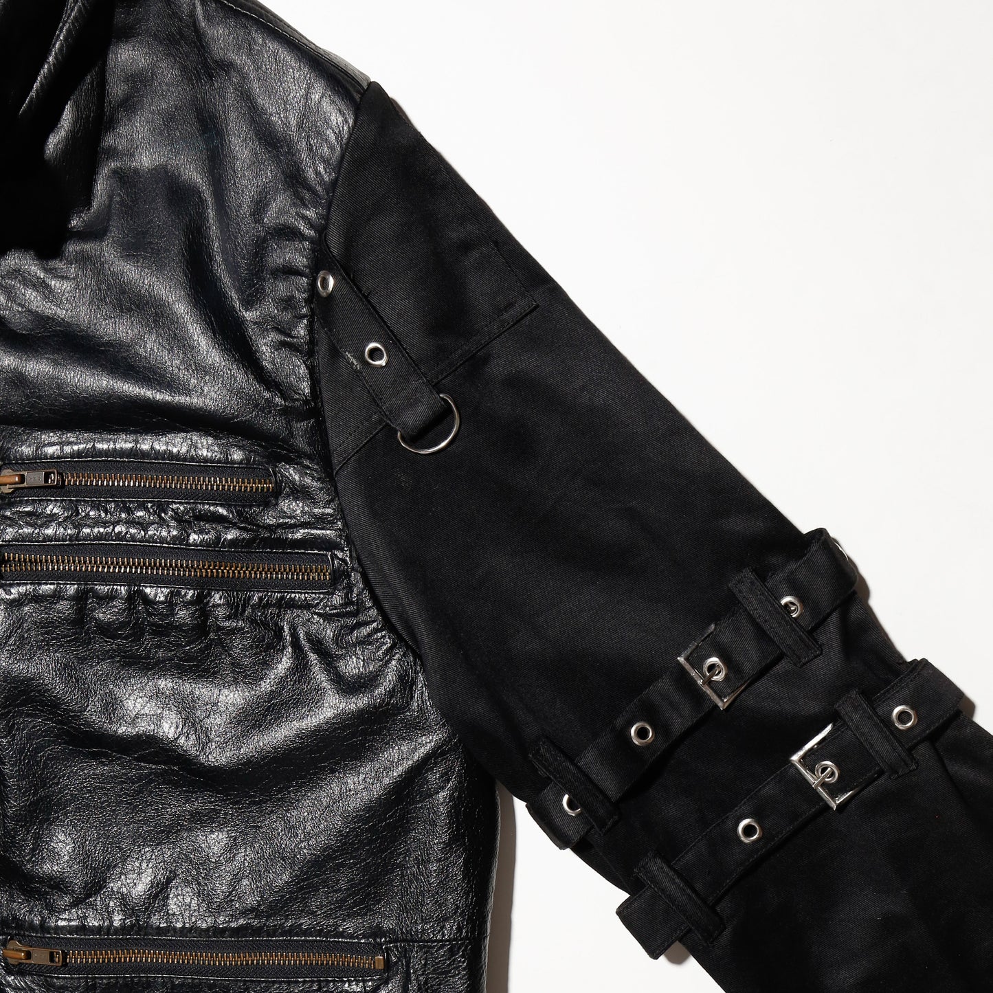 vintage bondage sleeve leather jacket