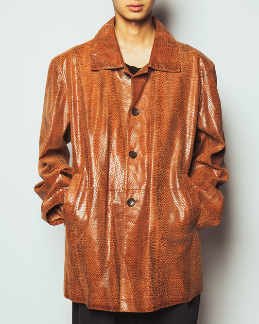 vintage faux python leather coat