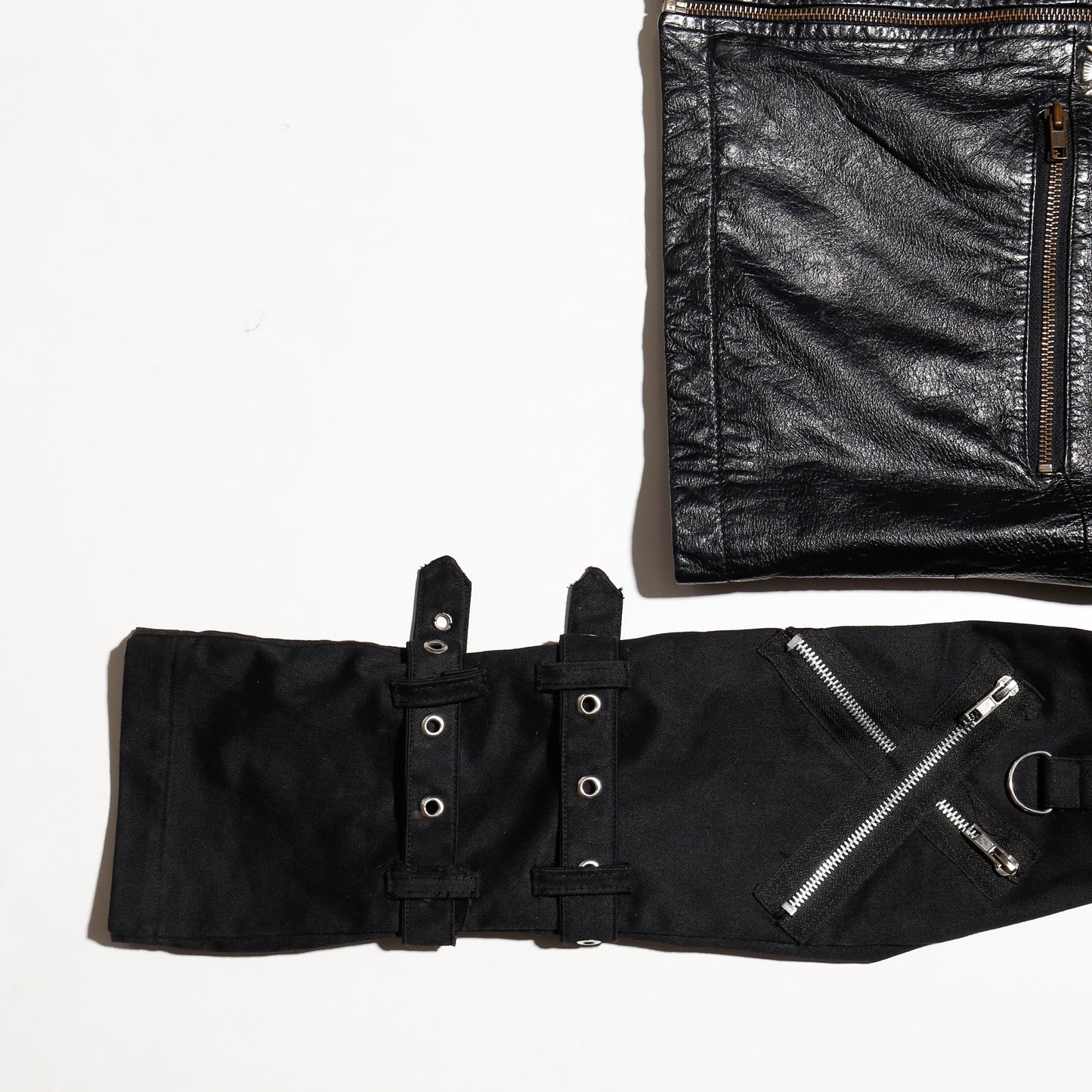 vintage bondage sleeve leather jacket