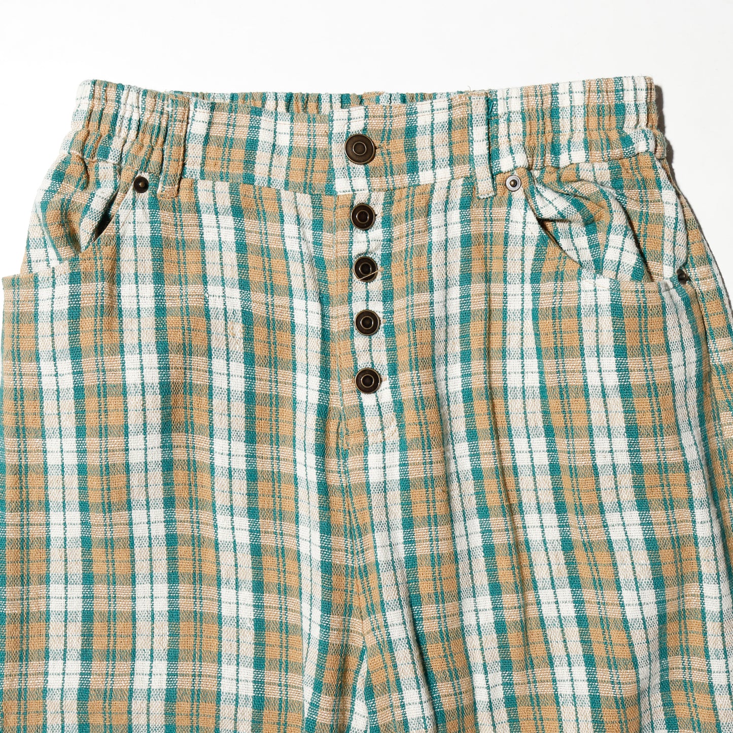 vintage check linen wide slacks