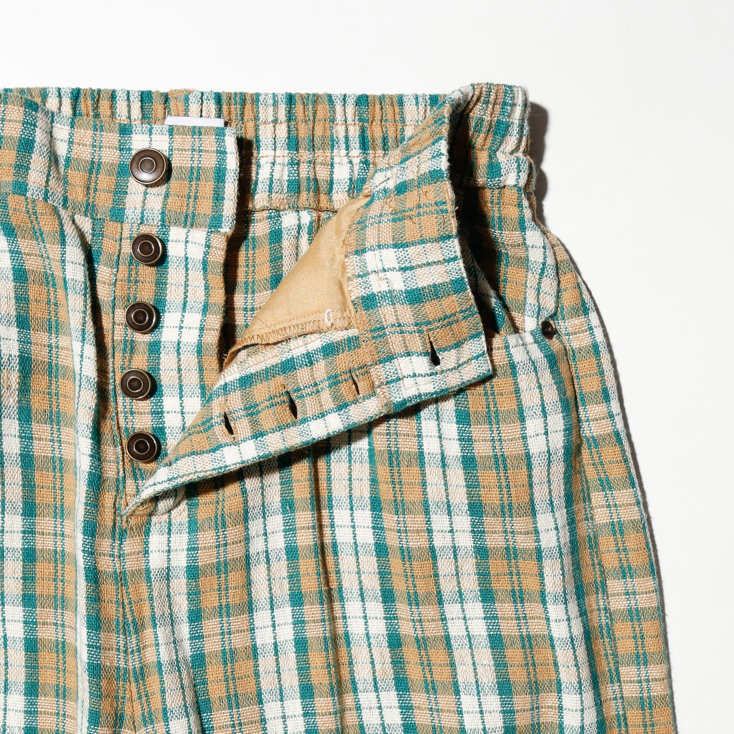 vintage check linen wide slacks