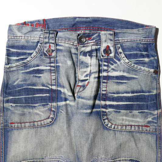 vintage repaired flare jeans