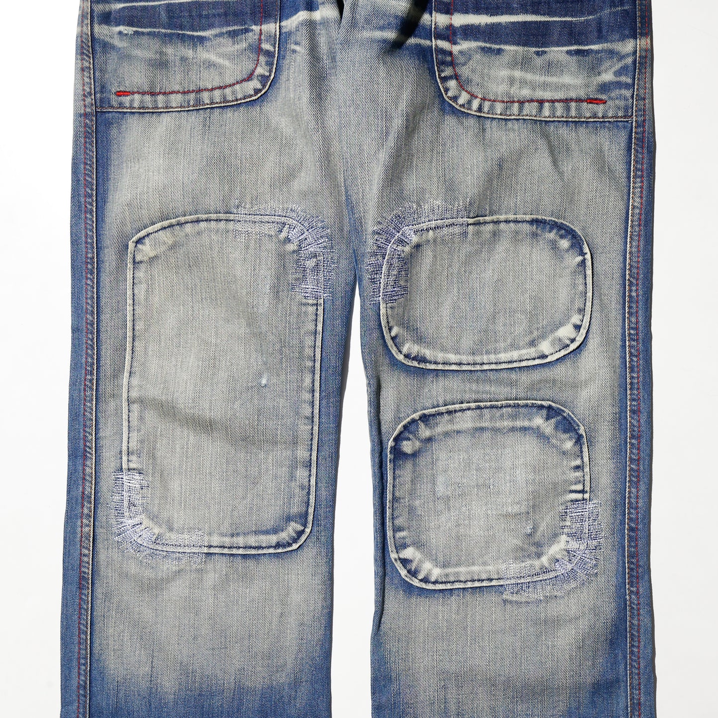 vintage repaired flare jeans