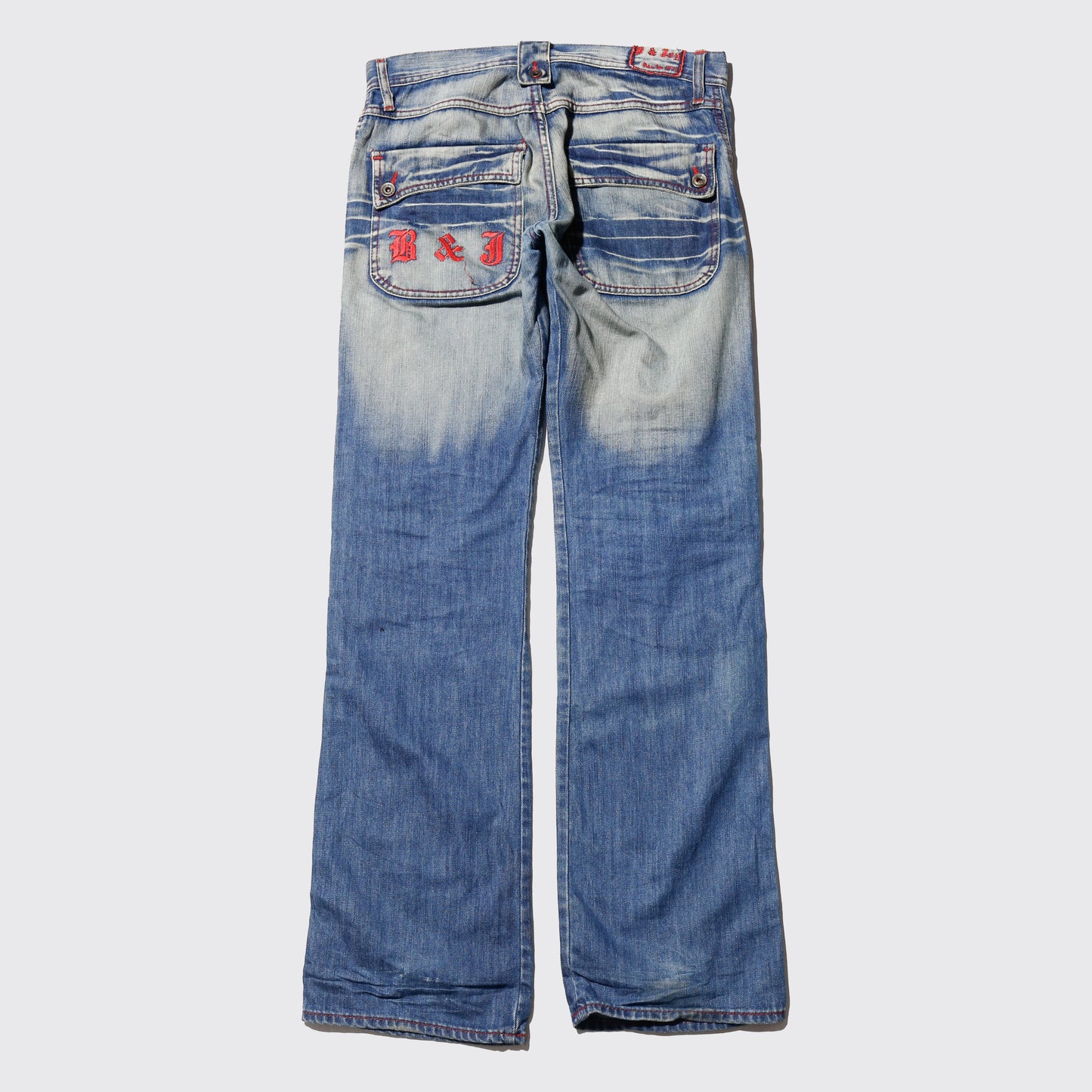 vintage repaired flare jeans
