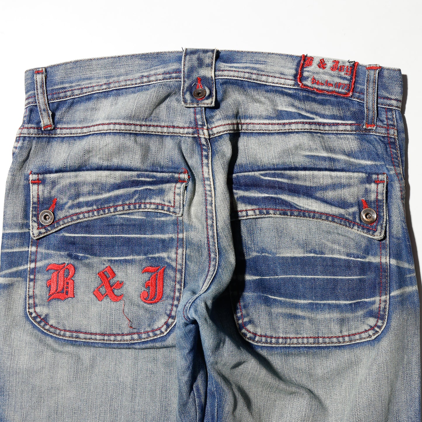 vintage repaired flare jeans