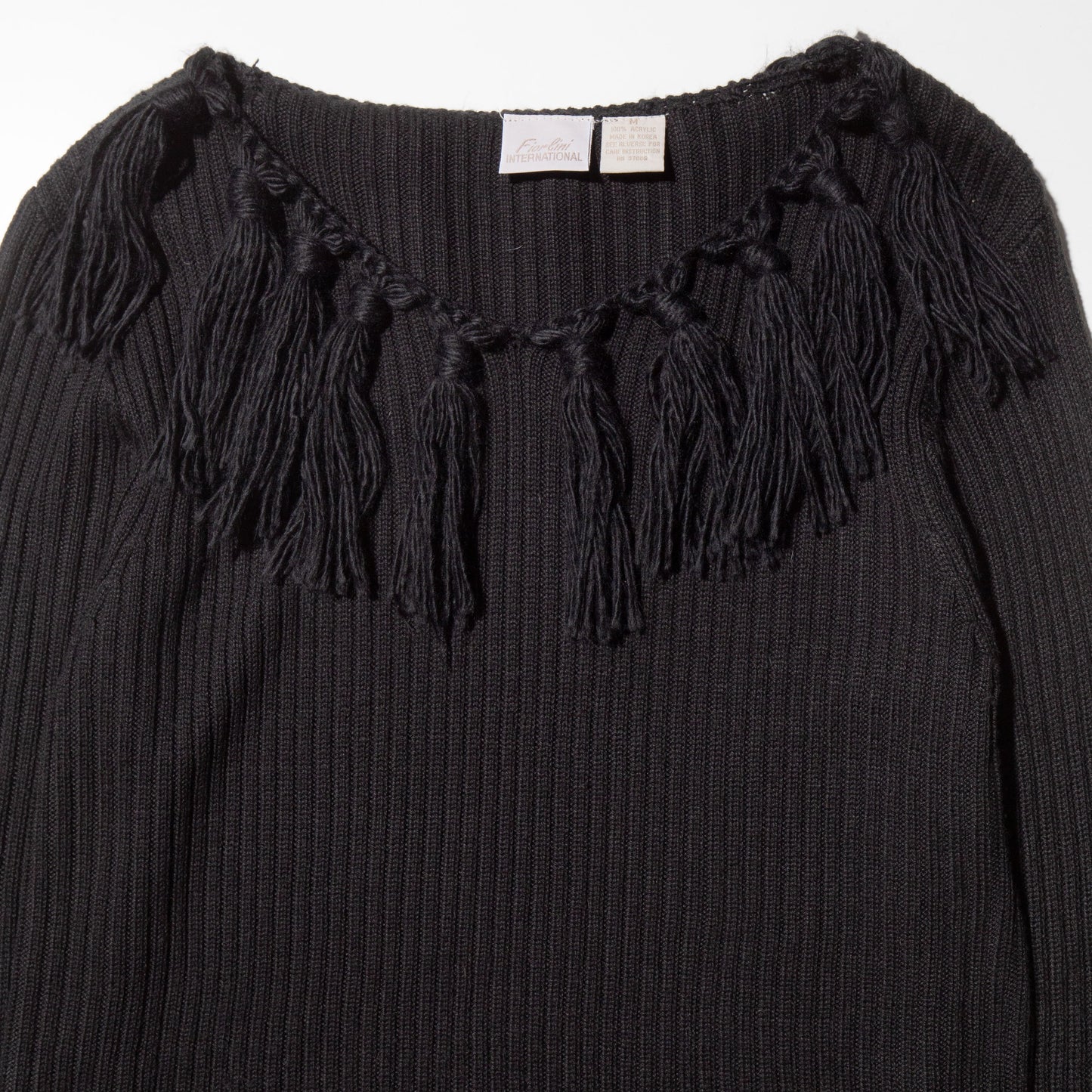 vintage fringe rib sweater