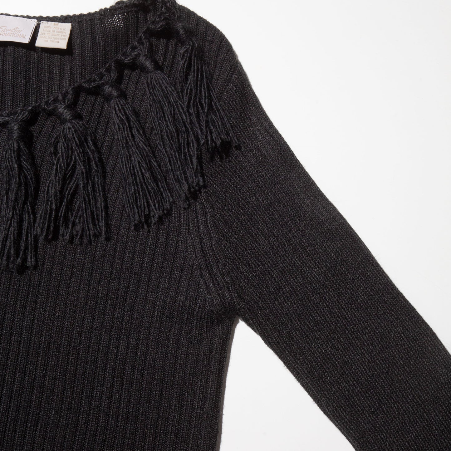 vintage fringe rib sweater