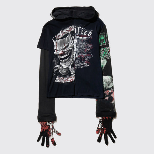 *one-off hybrid hooded cut sew, with detachable gloves