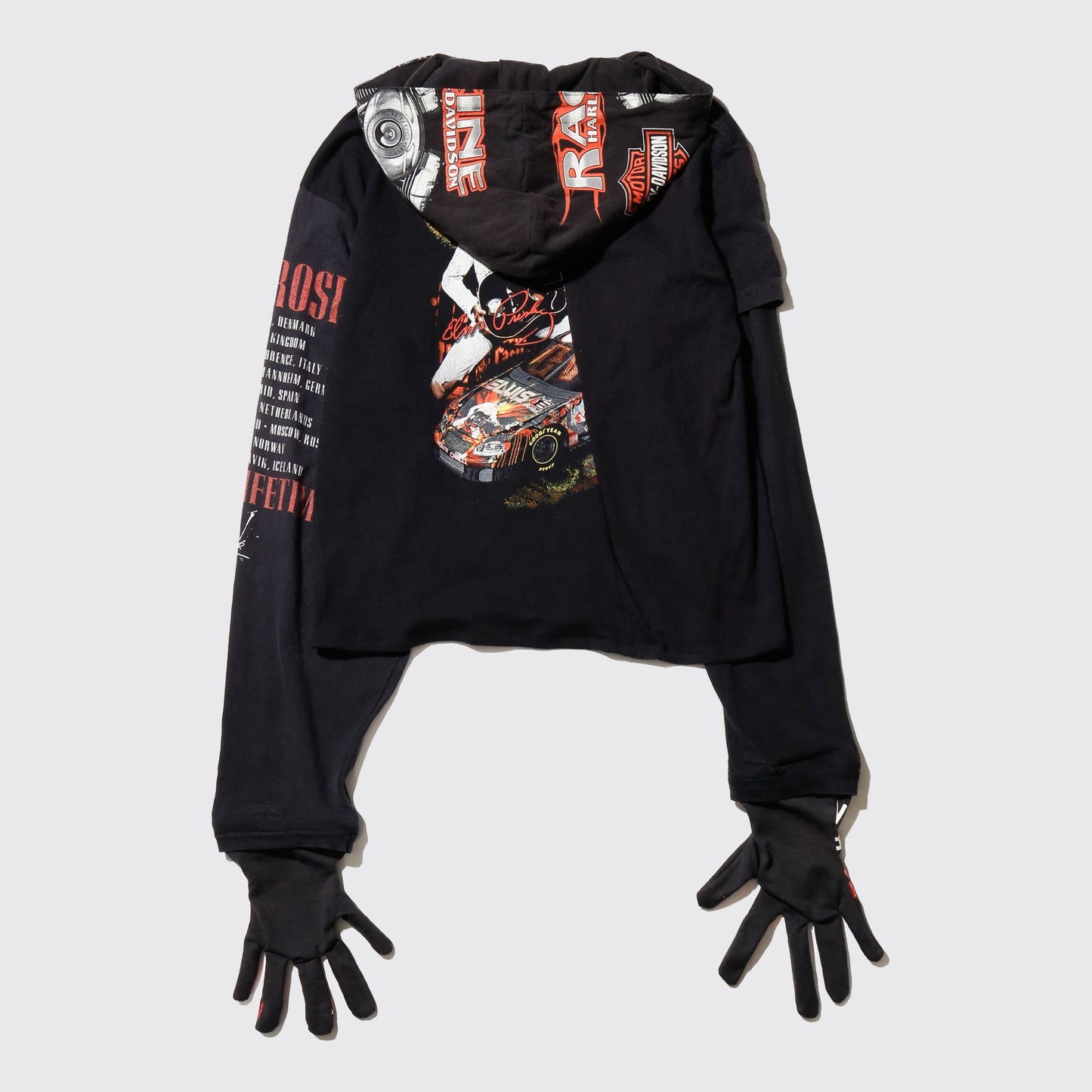 *one-off hybrid hooded cut sew, with detachable gloves