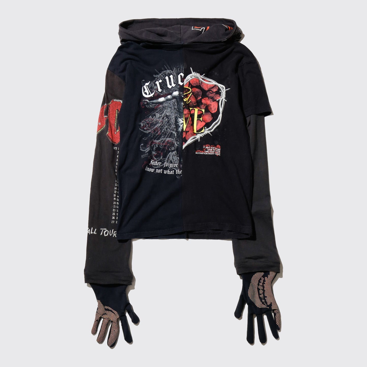 *one-off hybrid hooded cut sew, with detachable gloves