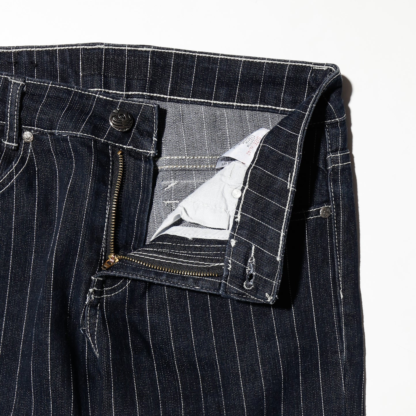vintage low rise stripe flare jeans