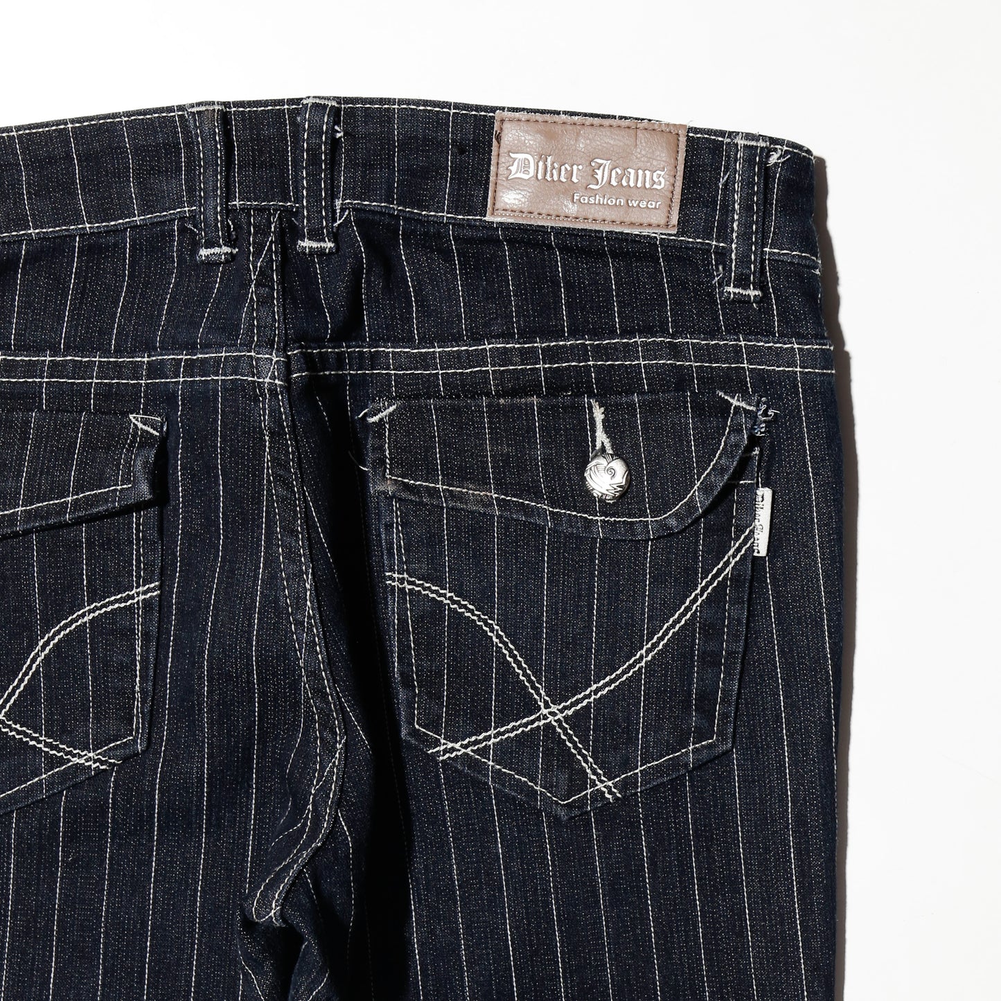 vintage low rise stripe flare jeans
