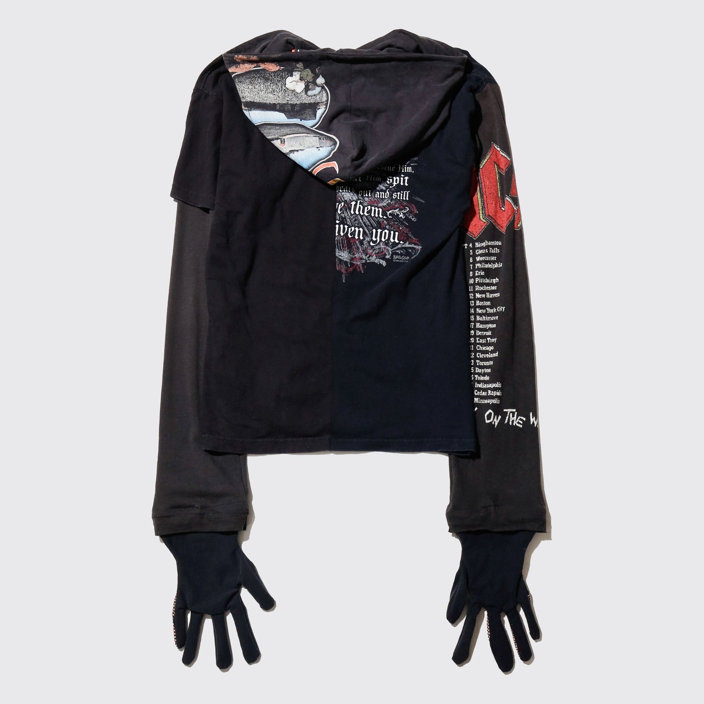 *one-off hybrid hooded cut sew, with detachable gloves