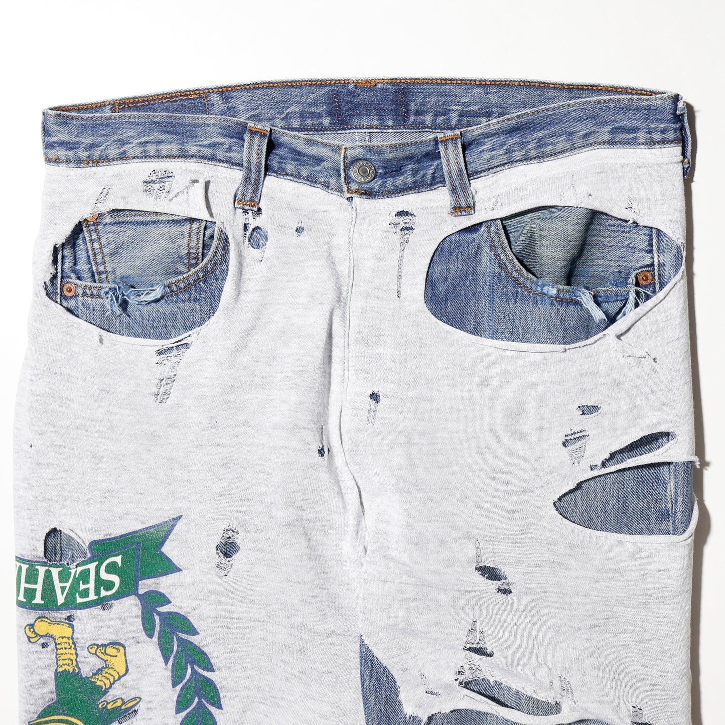 *one-off broken layered jeans