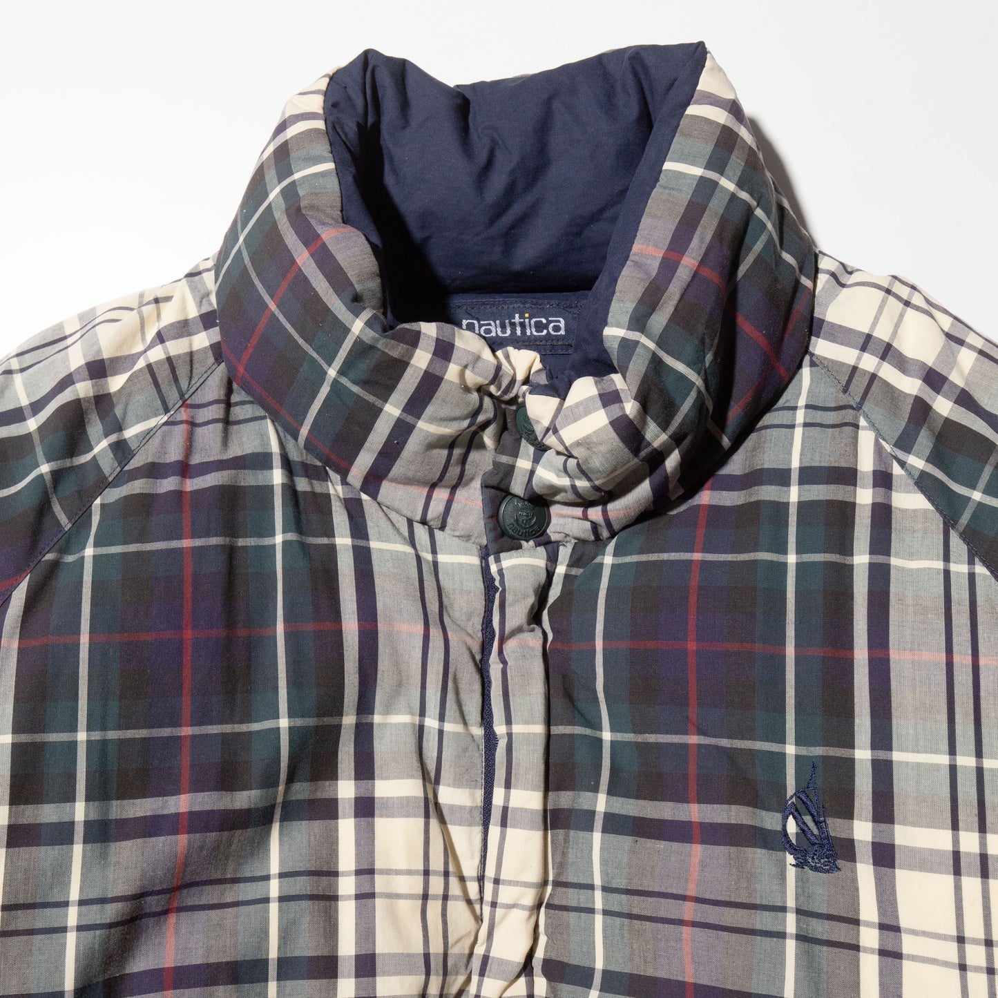 vintage nautica check padded jacket