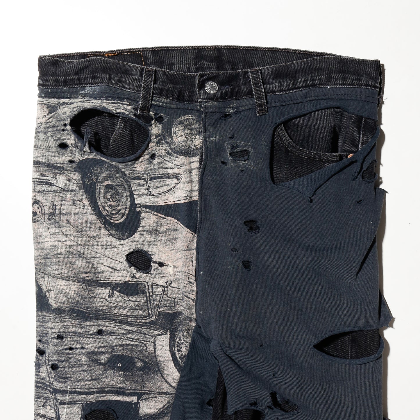 *one-off broken layered jeans
