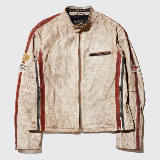 vintage UK faded motorcycle leather jacket