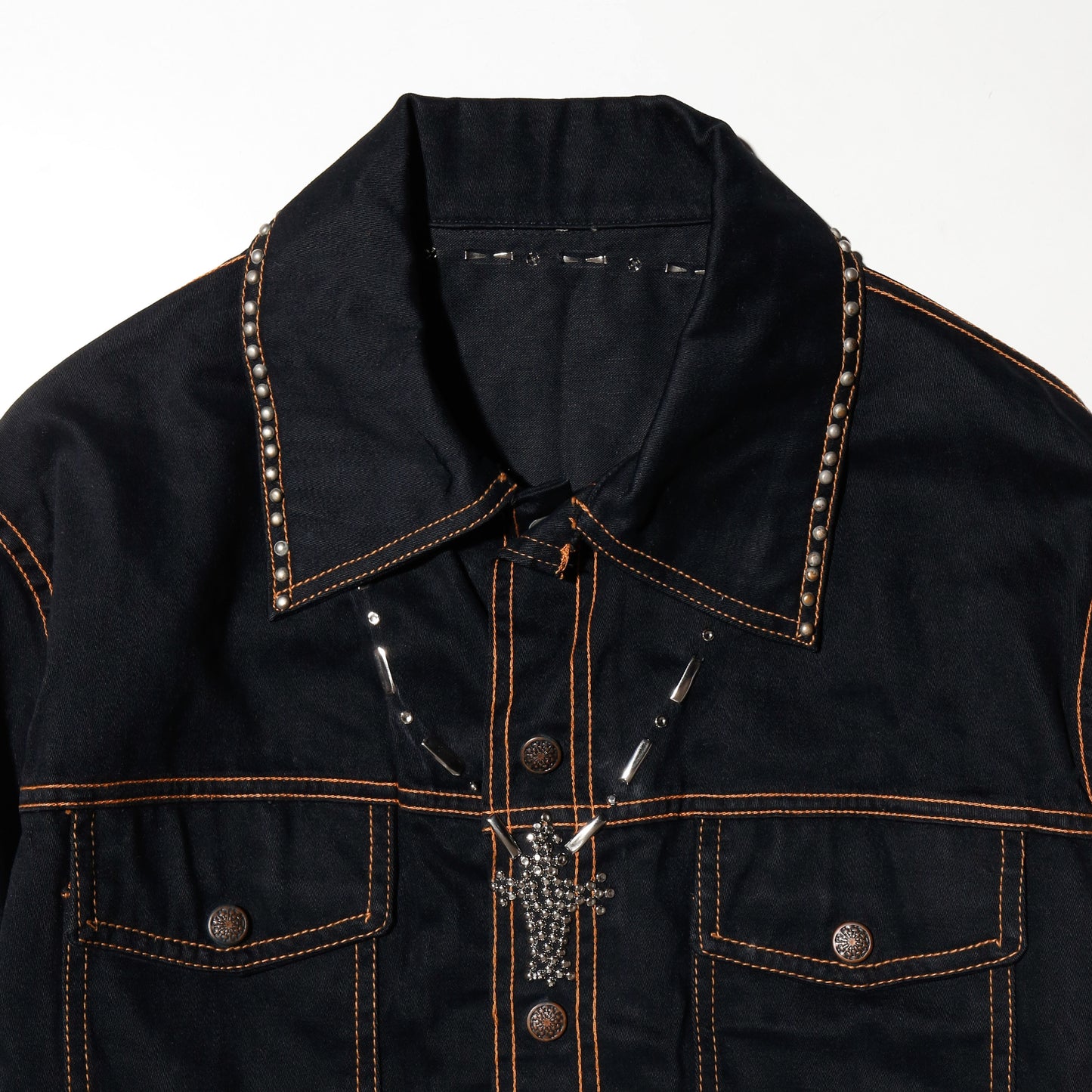 *one-off cropped flex chain trucker jacket, "rosario"