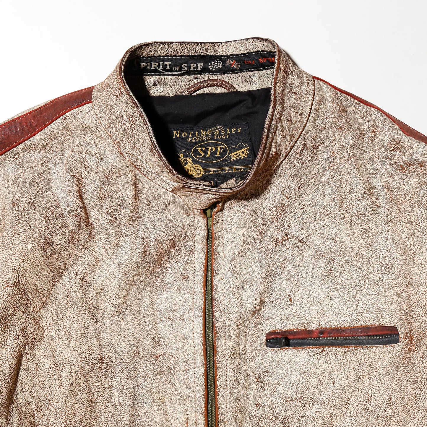 vintage UK faded motorcycle leather jacket