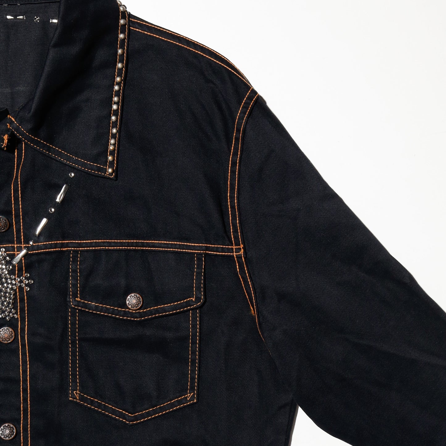 *one-off cropped flex chain trucker jacket, "rosario"
