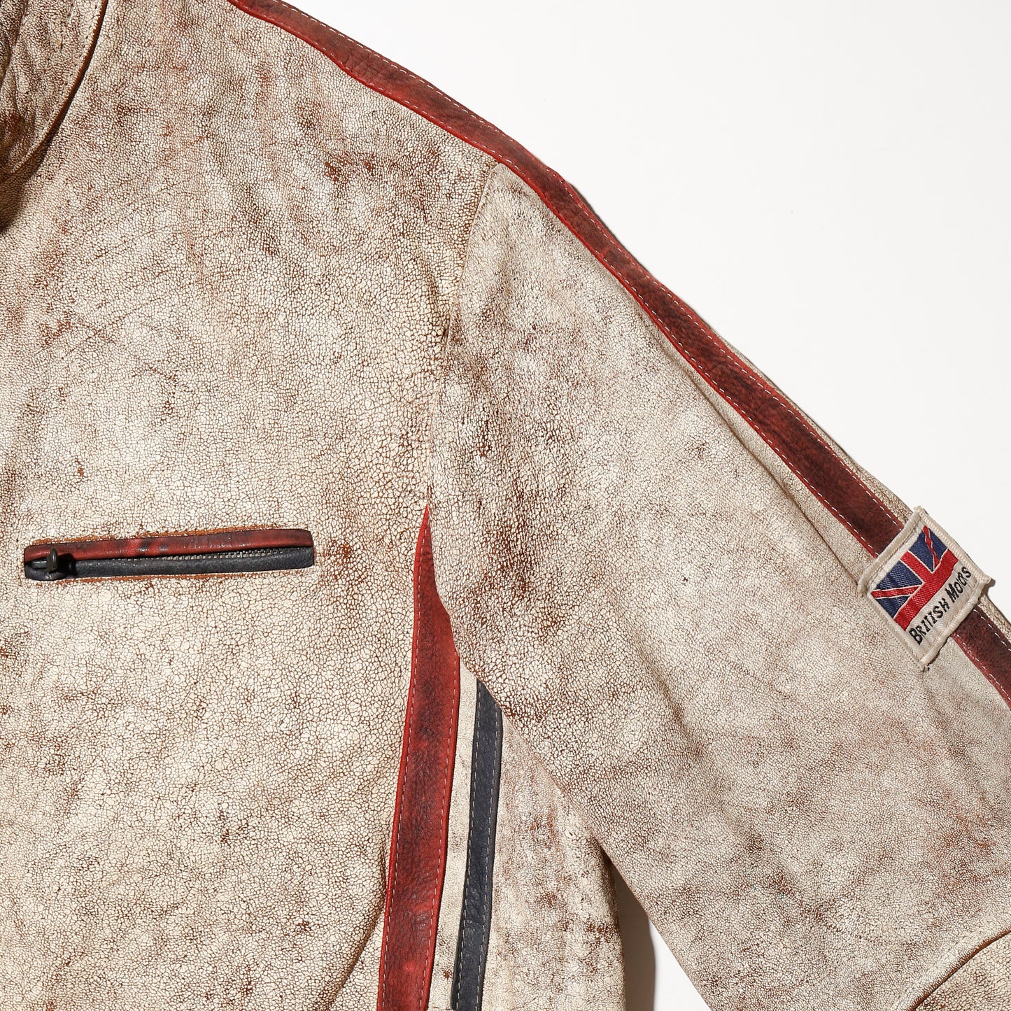 vintage UK faded motorcycle leather jacket