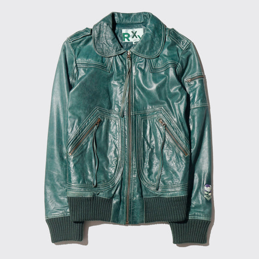 vintage roxy stitched aviator leather jacket