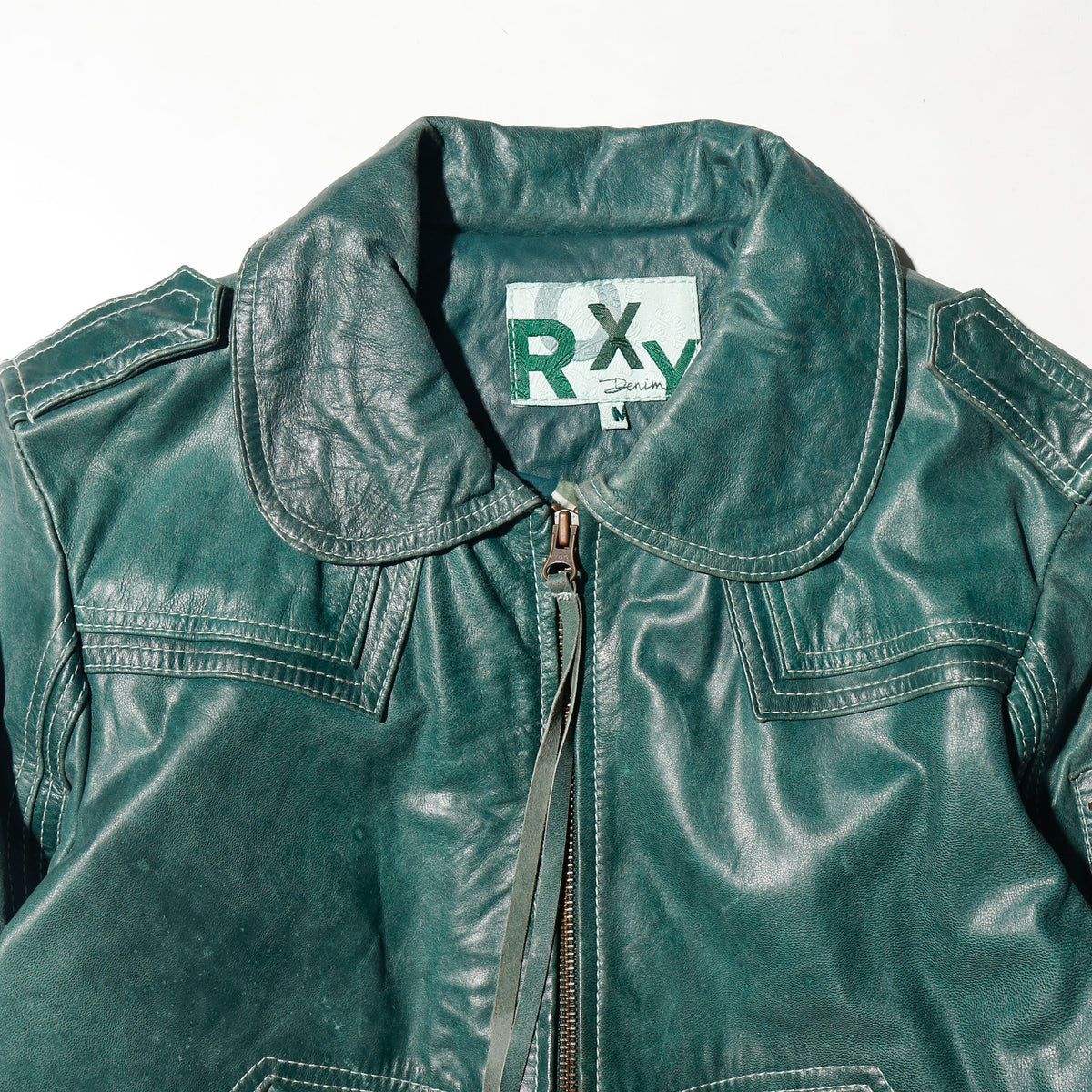 vintage roxy stitched aviator leather jacket