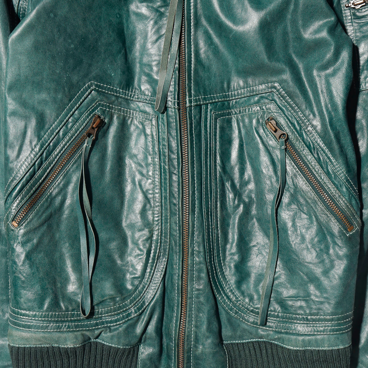 vintage roxy stitched aviator leather jacket
