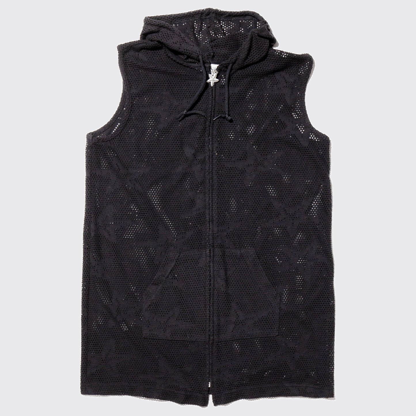 vintage mesh long hoodie