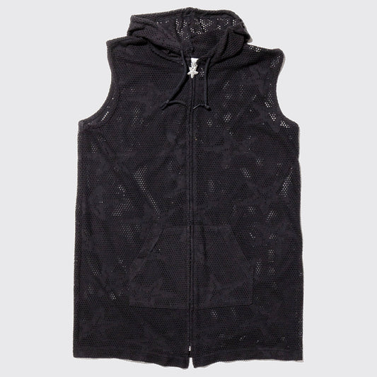 vintage mesh long hoodie