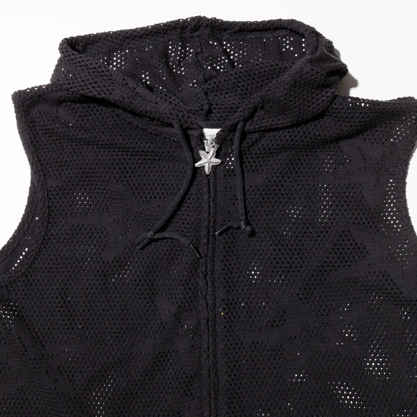 vintage mesh long hoodie