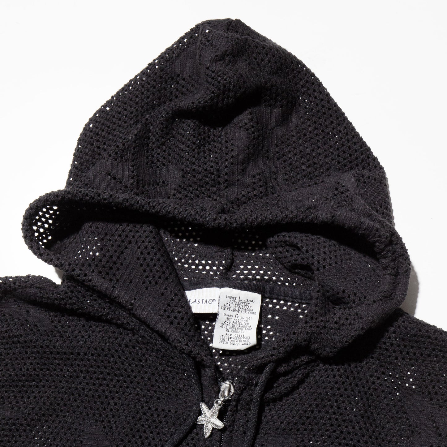 vintage mesh long hoodie
