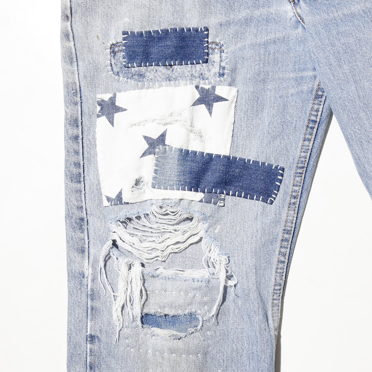 *one-off levi's repaired straight jeans