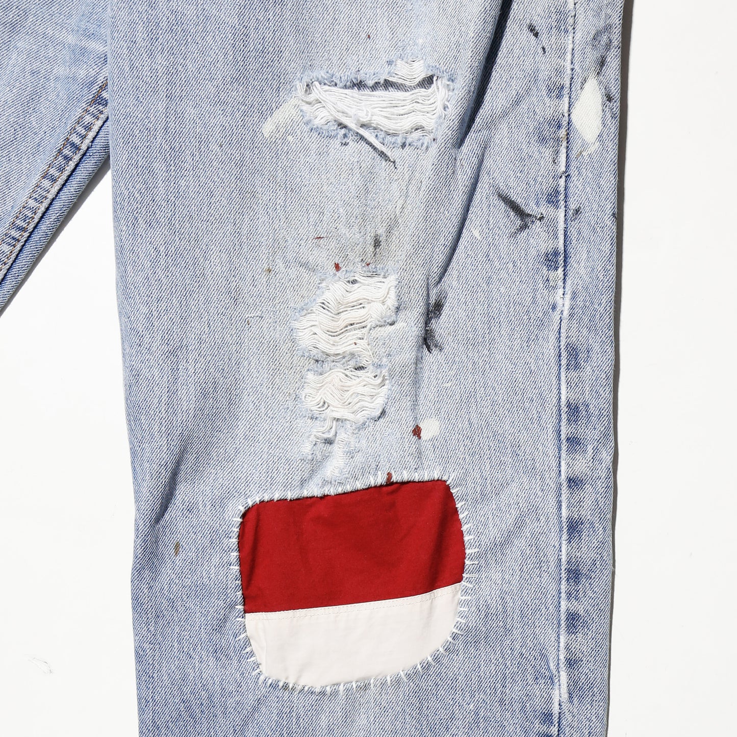 *one-off levi's repaired straight jeans