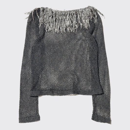 vintage fringe shinny fish net cut sew