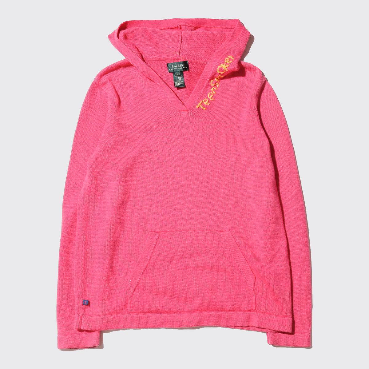 *one-off hand stitched knit hoodie, "teen smoker"