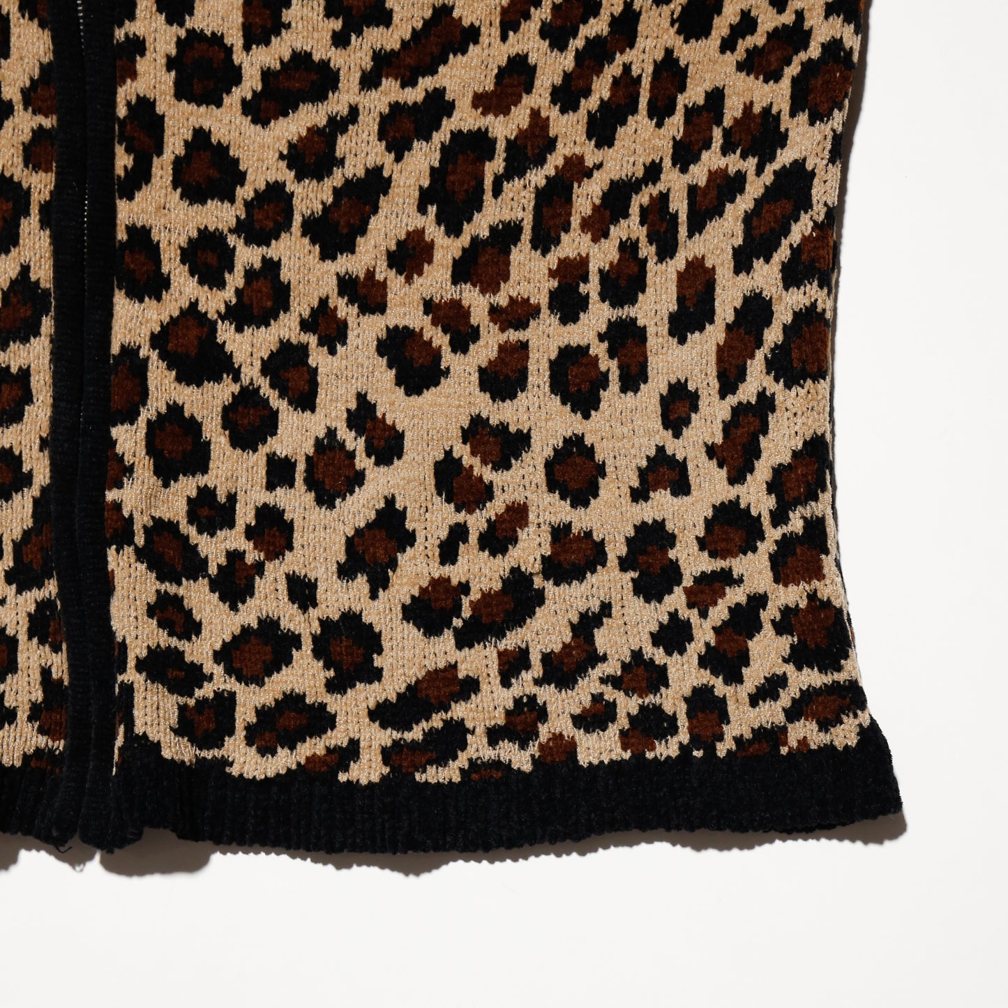 vintage fur collar leopard knit jacket