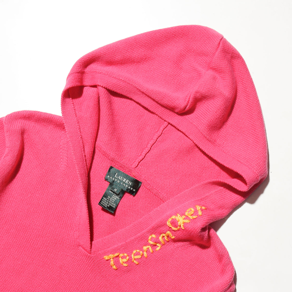 *one-off hand stitched knit hoodie, "teen smoker"