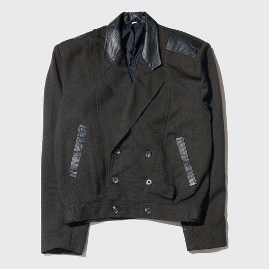vintage leather combi double breasted spencer jacket