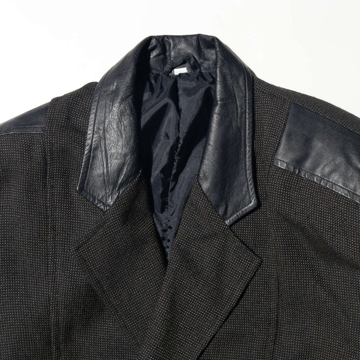vintage leather combi double breasted spencer jacket